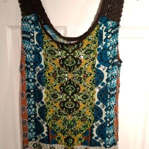 Mulit color bila xL sleeves mulit color top with lace straps  100% rayon